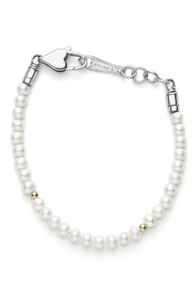 Lagos Kids' Cultured Pearl Bracelet In Silver