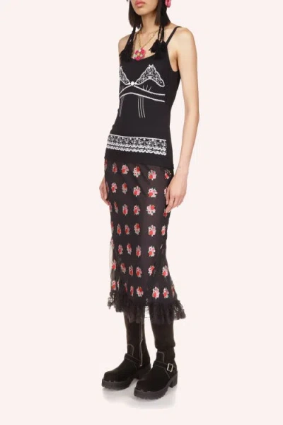 Anna Sui Lingerie Printed Tank Top In Black