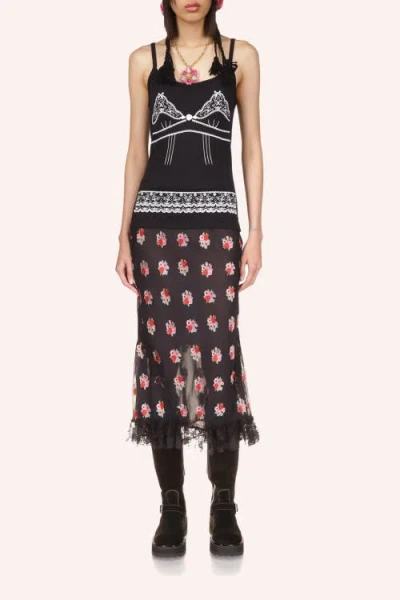 Anna Sui Lingerie Printed Tank Top In Black