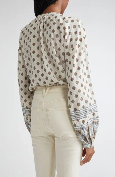 Veronica Beard Lollie Mixed Print Cotton Blend Button-up Shirt In White
