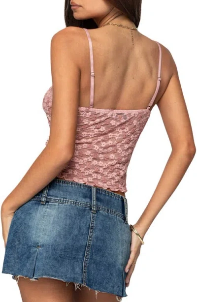 Edikted Floral Lace Semisheer Camisole In Pink