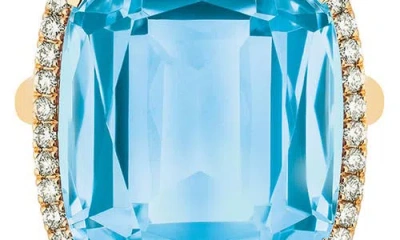 Goshwara Gossip Cushion Cut Blue Topaz & Diamond Cocktail Ring In Blue