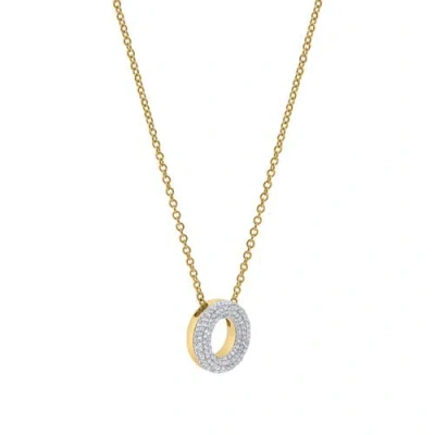 Luvmyjewelry Big Bubble Initial Letter 14k Yellow Gold Diamond Pendant Necklace In Gold