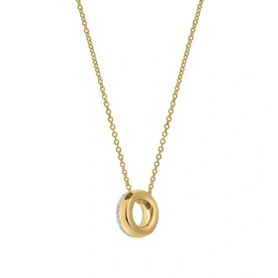 Luvmyjewelry Big Bubble Initial Letter 14k Yellow Gold Diamond Pendant Necklace In Gold