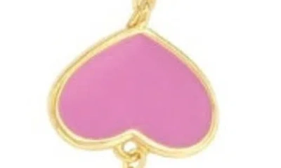 Shymi Enamel Heart Station Necklace In Pink