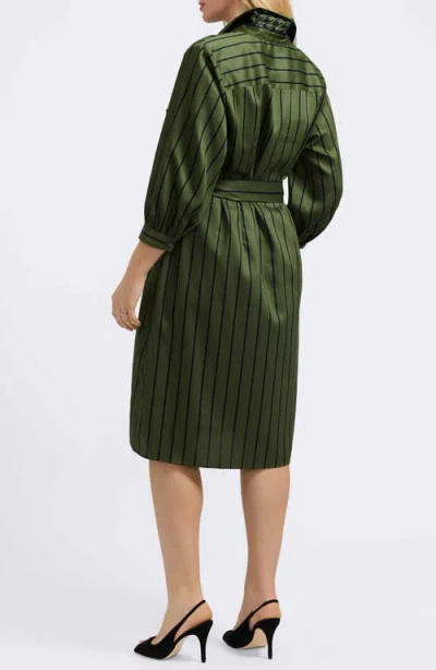 Foxcroft Esther Stripe Cotton Shirtdress In Green