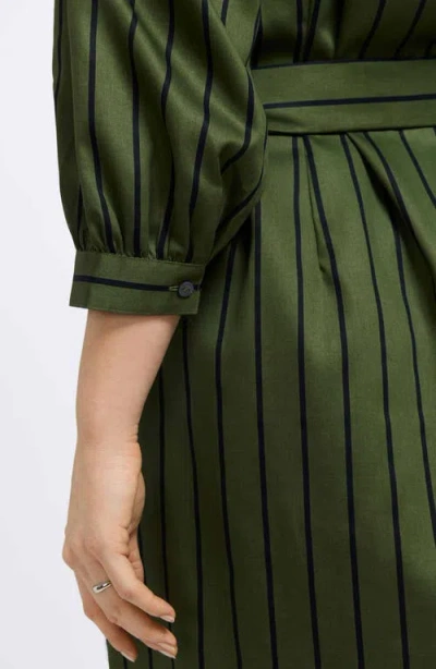 Foxcroft Esther Stripe Cotton Shirtdress In Green