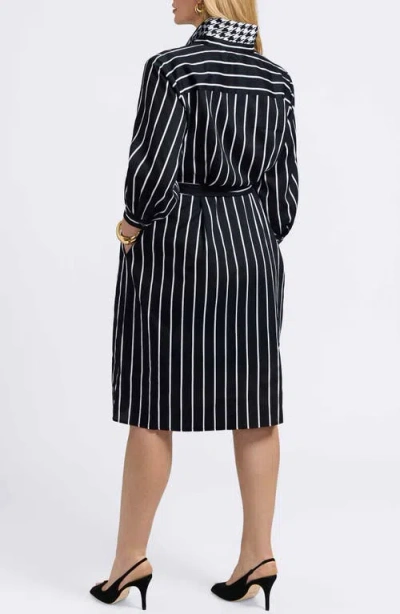 Foxcroft Esther Stripe Cotton Shirtdress In Black