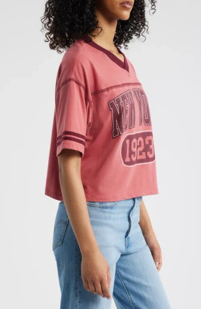Vinyl Icons New York Cotton Graphic Football T-shirt In Pink