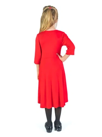 24sevenkid Knee Length Fit And Flare Comfortable Party Dress In Red