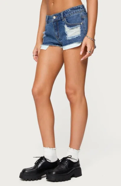 Edikted Devin Low Rise Micro Denim Cutoff Shorts