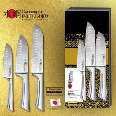 Cuisine::pro Damashiro 3pc Santoku Knife Set In Metallic