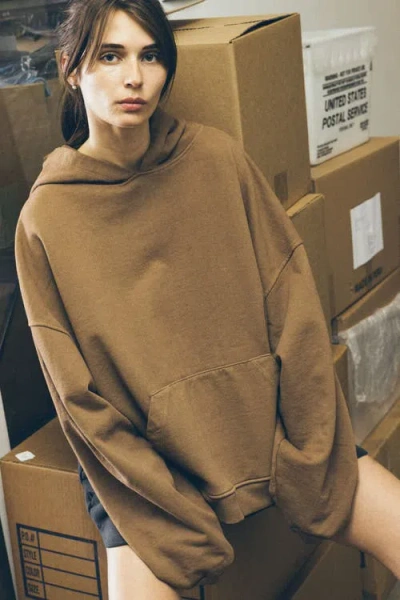 Toit Volant Oversize Wide Hoodie In Brown