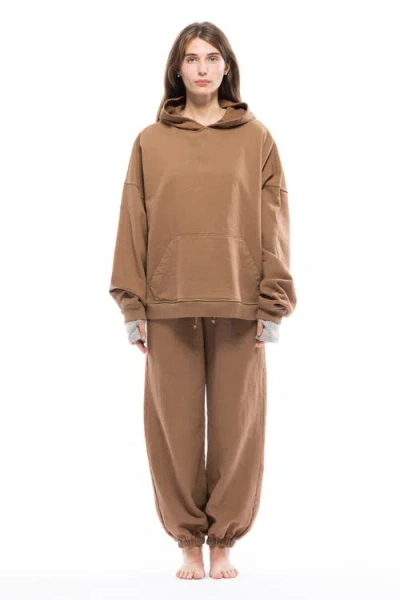 Toit Volant Oversize Wide Hoodie In Brown
