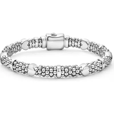 Lagos Kids' Caviar Beaded Heart Bracelet In Metallic