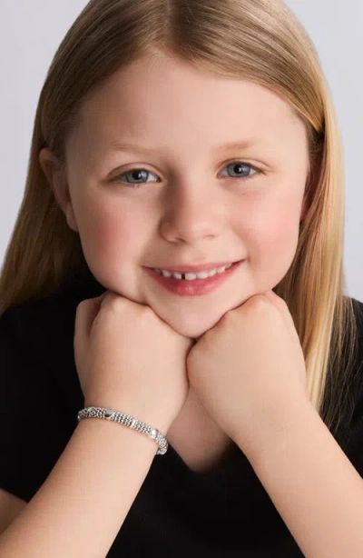 Lagos Kids' Caviar Beaded Heart Bracelet In Metallic