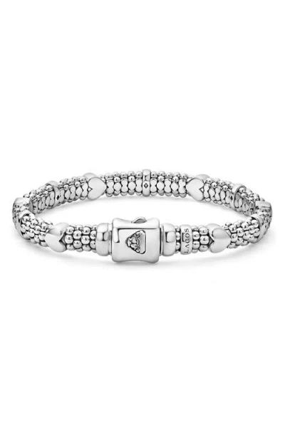Lagos Kids' Caviar Beaded Heart Bracelet In Metallic