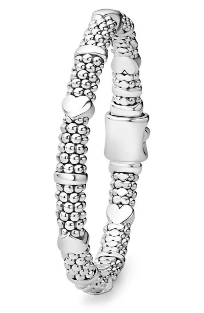 Lagos Kids' Caviar Beaded Heart Bracelet In Metallic