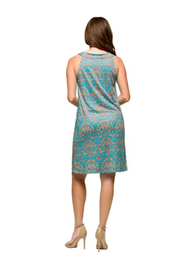 24seven Comfort Apparel Maternity Teal Sleeveless Knee Length Shift Dress
