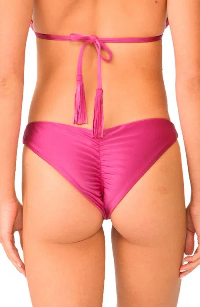 Pq Swim Ruched Bikini Bottoms In Pink