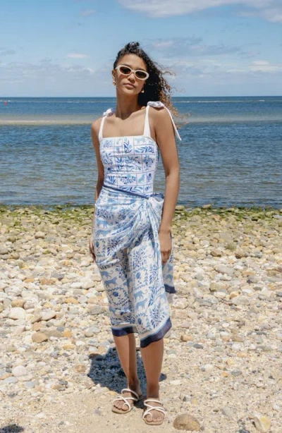 Jessie Zhao New York Beach Sarong Wrap In Blue