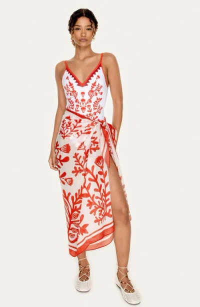 Jessie Zhao New York Beach Sarong Wrap In Red