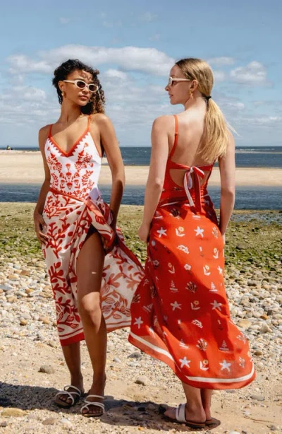 Jessie Zhao New York Beach Sarong Wrap In Red