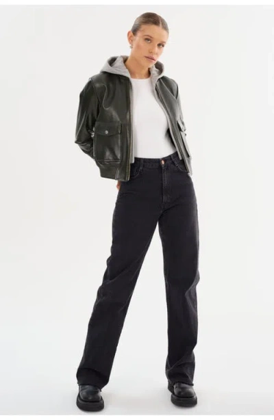 Lamarque Candace Lamb Leather Bomber Jacket In Black
