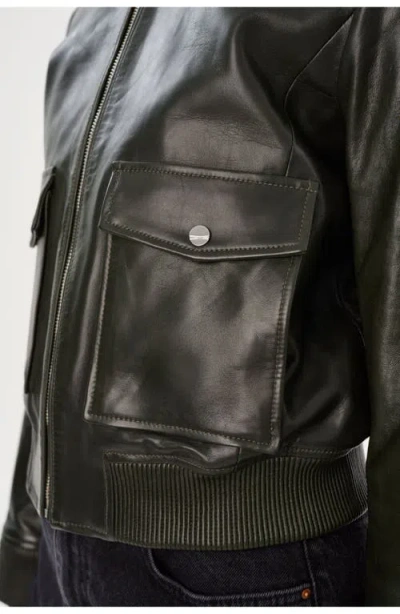 Lamarque Candace Lamb Leather Bomber Jacket In Black