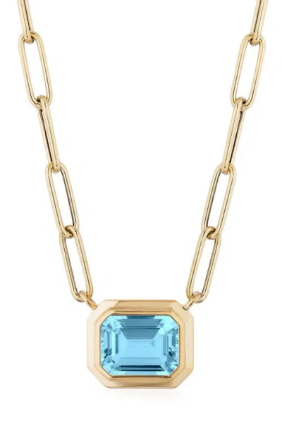 Goshwara 18k Yellow Gold Topaz Pendant Necklace In Blue