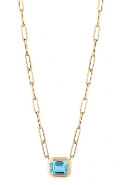 Goshwara 18k Yellow Gold Topaz Pendant Necklace In Blue
