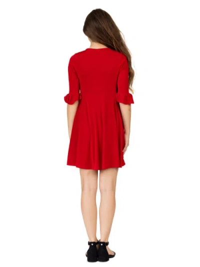 24sevenkid Elbow Length Sleeve Fit And Flare Party Dress In Red