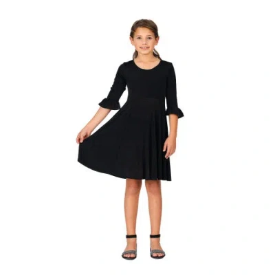 24sevenkid Elbow Length Sleeve Fit And Flare Party Dress In Black