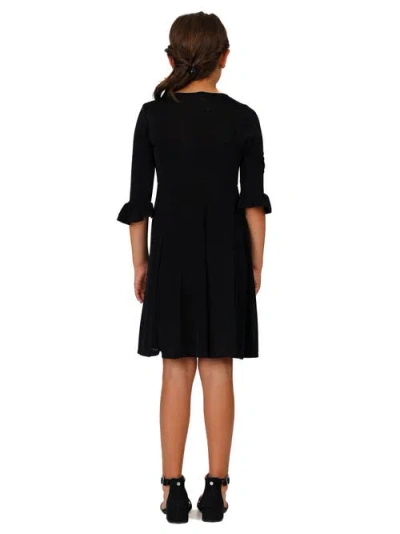 24sevenkid Elbow Length Sleeve Fit And Flare Party Dress In Black