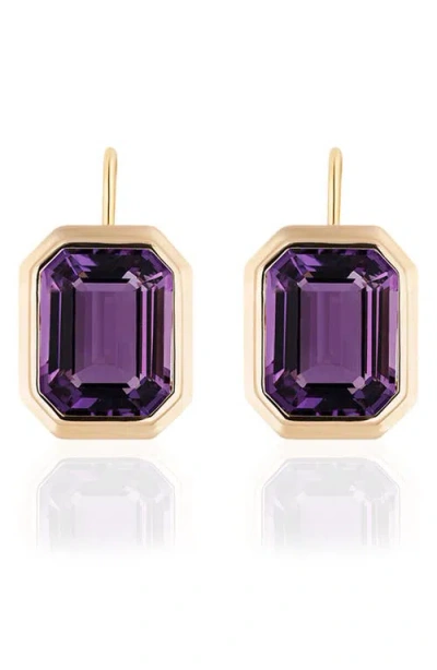 Goshwara Manhattan Bezel Set Drop Earrings In Purple