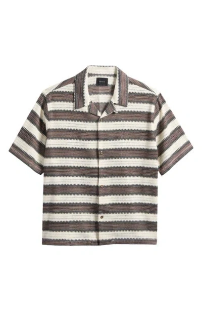 Pacsun Oversize Textured Stripe Camp Shirt In Gray