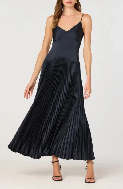 Astr The Label Pleated Drop Waist Dress In Blue