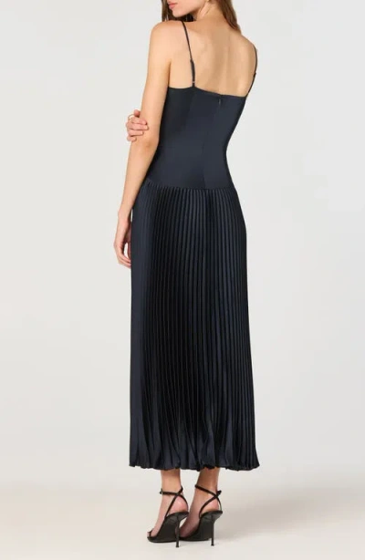 Astr The Label Pleated Drop Waist Dress In Blue