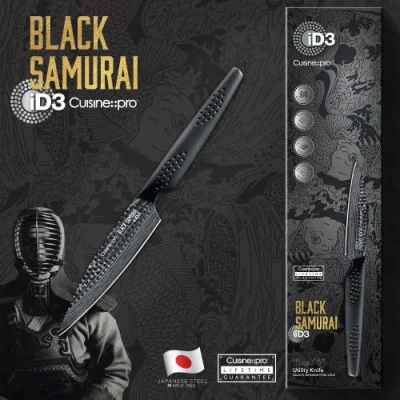 Cuisine::pro Id3 Black Samurai 4" Utility Knife In Gray