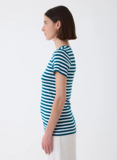 Majestic Filatures Soft Touch Striped Short Sleeve T-shirt In Blue