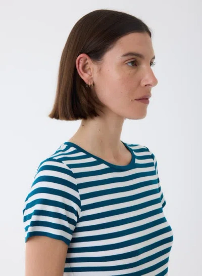 Majestic Filatures Soft Touch Striped Short Sleeve T-shirt In Blue