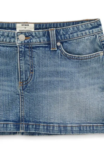 Cotton On Micro Low Denim Skirt In Blue