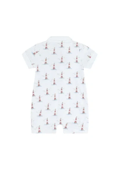 Nellapima Lighthouse Print Romper Short Sleeve In Blue
