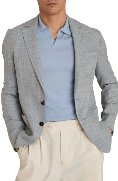 Reiss Soft Blue Slim Fit Single Breasted Blazer With Cotton In Red
