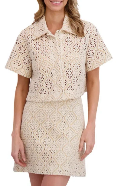 Ted Baker Open Stitch Crop Shirt In White