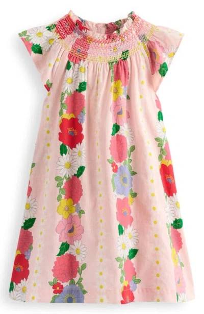 Mini Boden Kids' Vacation Smocked Trim Cotton Sundress In Pink