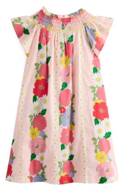 Mini Boden Kids' Vacation Smocked Trim Cotton Sundress In Pink