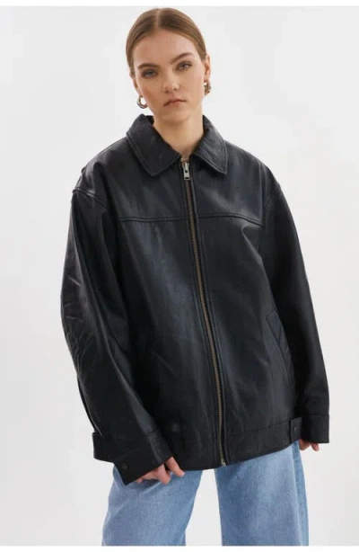 Lamarque Theia | Leather Bomber Jacket In Black