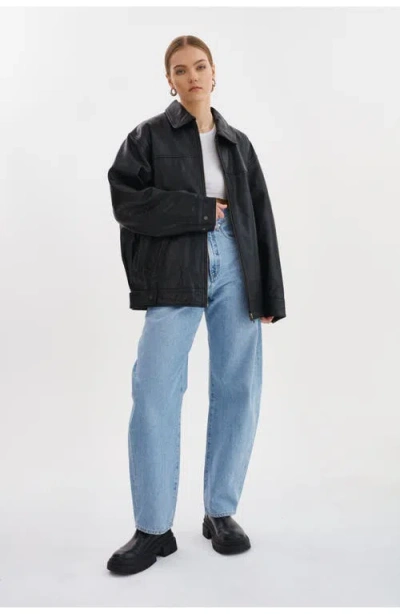 Lamarque Theia | Leather Bomber Jacket In Black