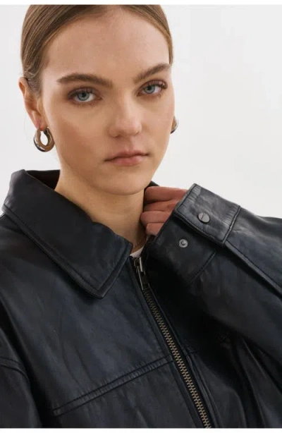 Lamarque Theia | Leather Bomber Jacket In Black